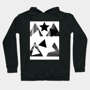 Triangle and stars graphic print,  in black and white Hoodie